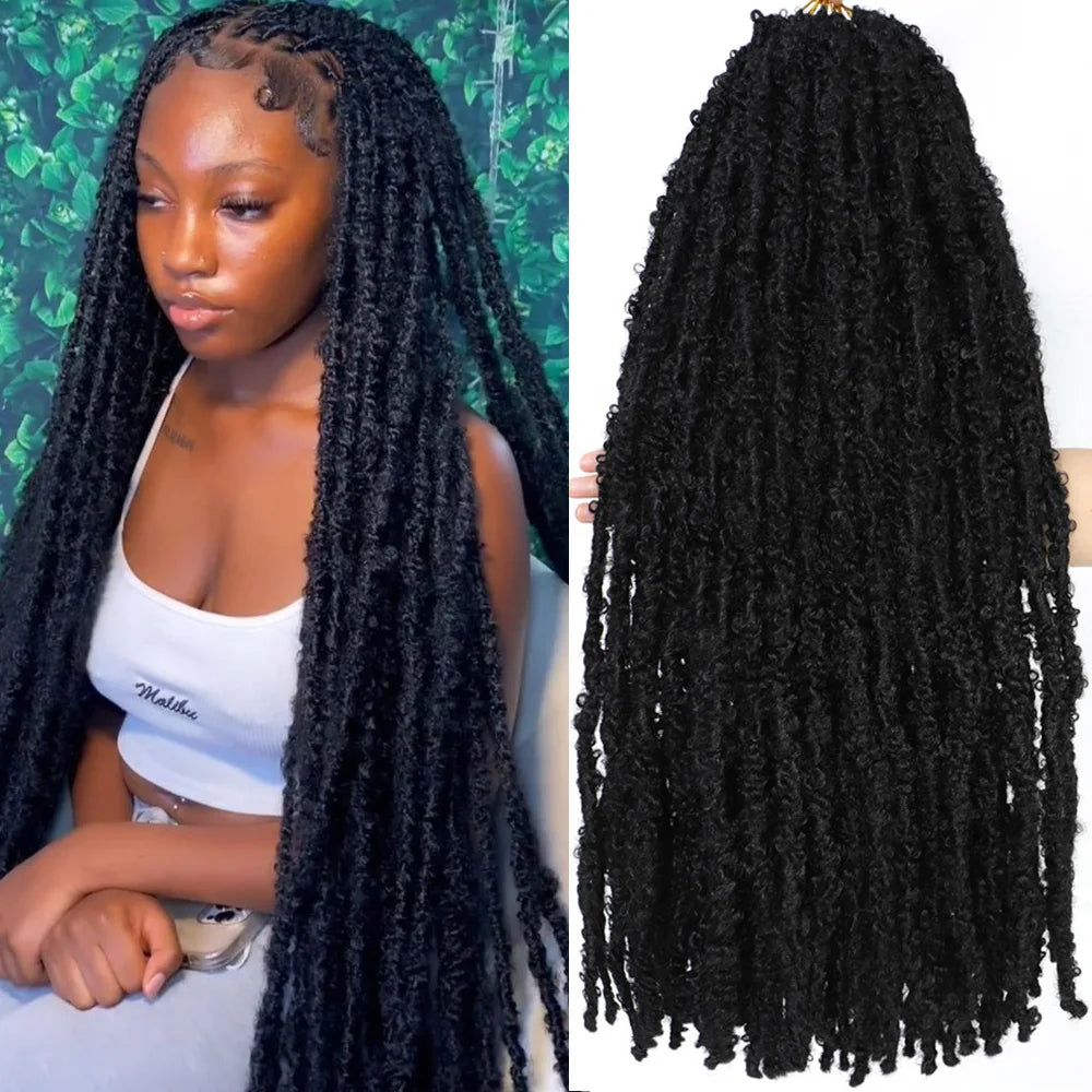 12 14 18 24 36 Inches Distressed Butterfly Locs Crochet Hair Faux Locs Crochet Braids Messy Soft Locs Braiding Hair Extensions