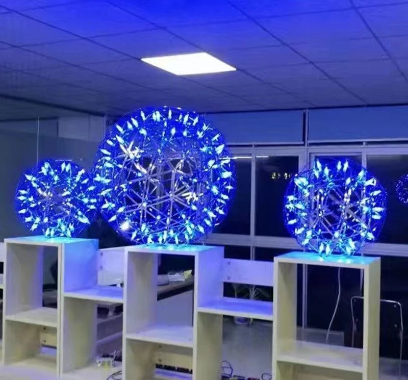 Modern Brief Loft Spark Ball LED Pendant Lighting Fixture Firework Stainless Steel  Remote Control Dimming 110-240V Accessories