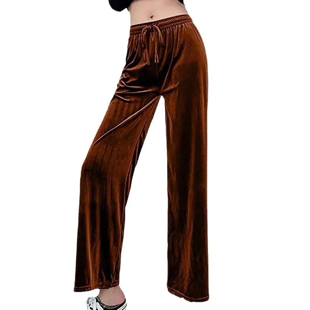 Casual Loose Fit Wide Leg Pants Japanese Korean Casual with Elegant Full Length Slight Stretch Elastic Waist Women Pants