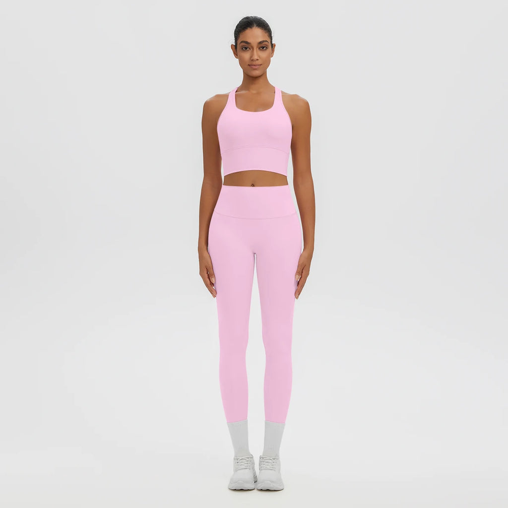 2PCS Women's Sports Pants Yoga Set Sexy Backless I-shaped Vest with Chest Pad Shock-absorbing Running Yoga Tank Top Yoga Pants