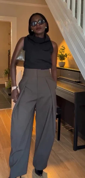 Casual Solid Pleated Loose Long Pants Women Fashion High Waist Straight Wide Leg Trousers 2026 Lady Spring Autumn Commute Wear
