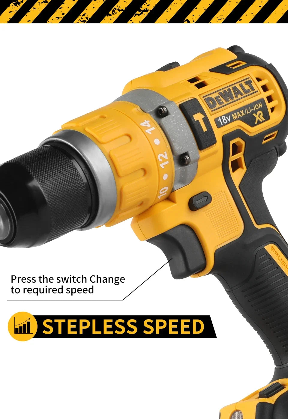 Dewalt 2000RPM Cordless Electric Drill Brushless Driver Adjustable Speed Impact Hand Drill Rechargeable Power Tools DCD796