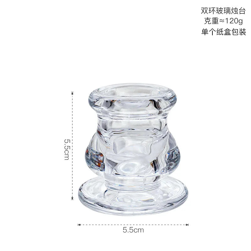European Style Crystal Glass Candle Holder Romantic Dinner Small Candle Stand Bar Home Hotel Decor
