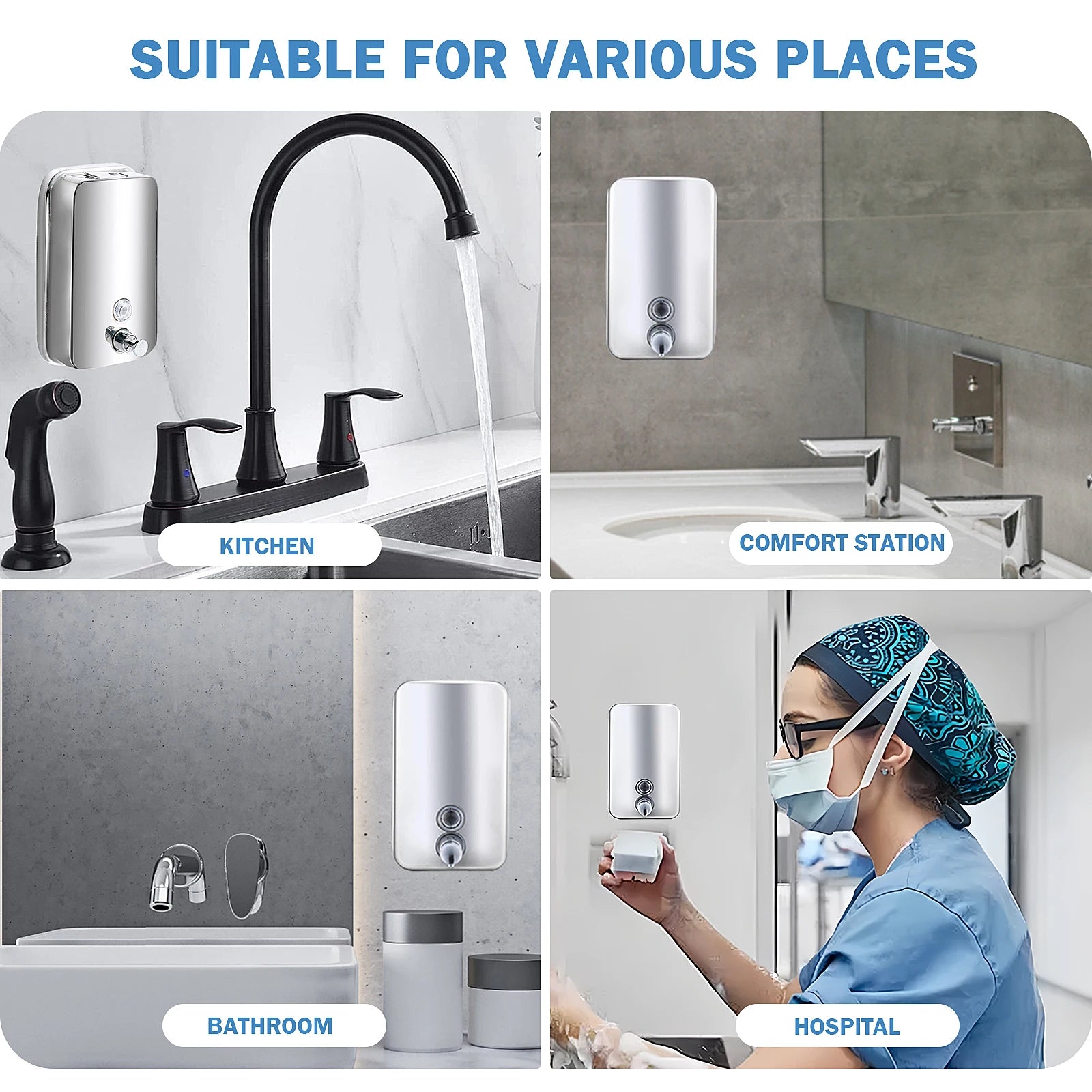 850ML/1050ML Stainless steel Wall Mount Soap Dispenser Bathroom Liquid Soap Detergent Shower Gel Storage Bottle Toilet Kitchen