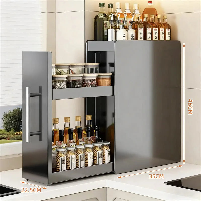 Kitchen Spice Rack Organizer Countertop Storage Shelf for Spices Seasonings No Assembly Required Available with Or Without Hooks