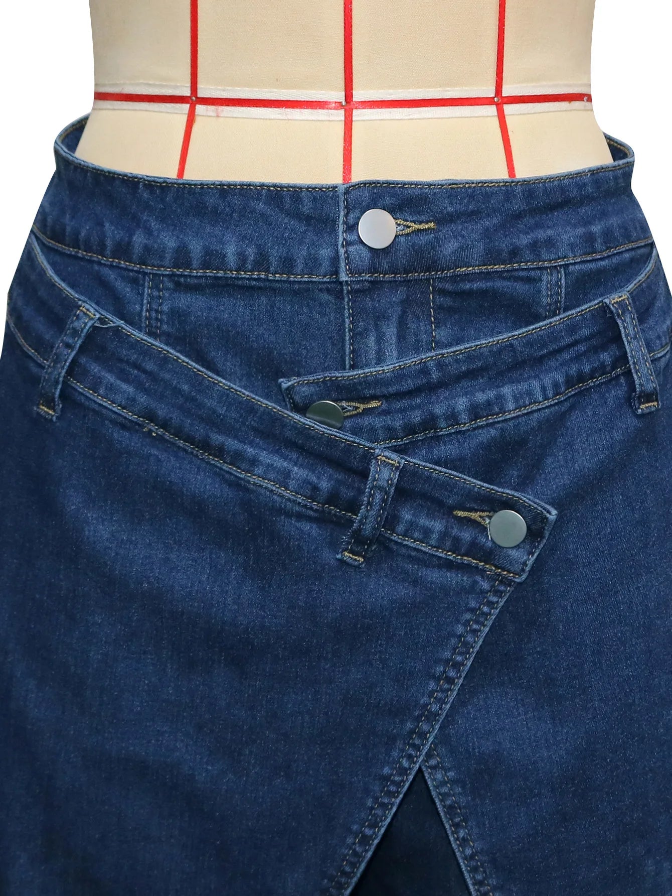 Vintage Washed Denim Wide Leg Pants Women Asymmetrical Wrap Overlap High Waist Y2K Streetwear Casual  Fashion Baggy Jeans
