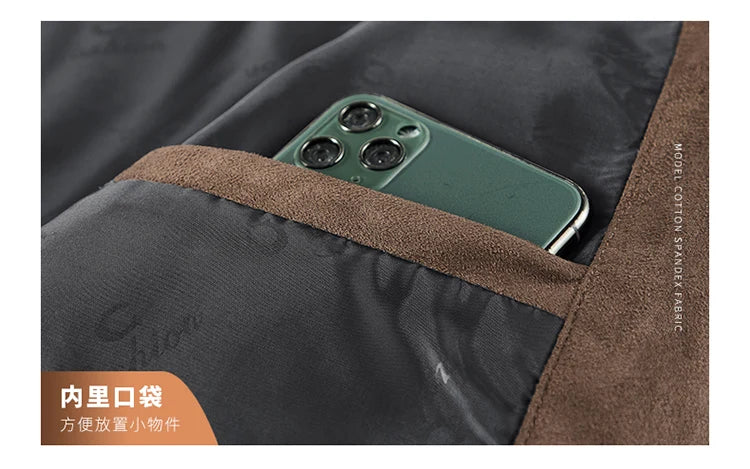 Spring and Autumn Men's Fashion Casual Slim-fit British Style Outdoor Sports Cargo Retro Suede Coat Youth All-match Cargo Jacket