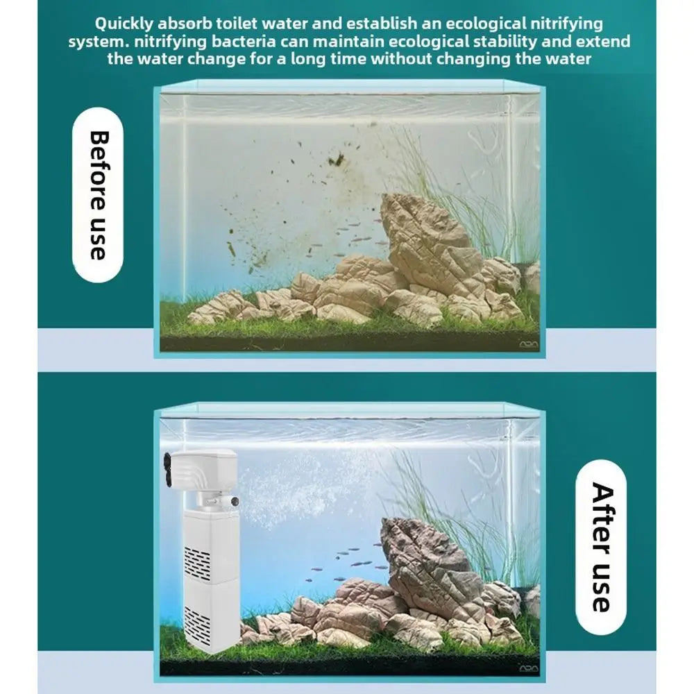 1Pcs Durable Submersible Silent Aquarium Filter Pump 3 in 1 4/6/15/20/25/35W Air Oxygen Aerator Water Change 220V Wave Maker