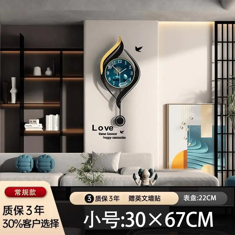 Chinese Style Xenomorph Wall Clock Modern Creative Luxury Metal Art Decor Silent Wall Watch For Living Room Study Home Decor