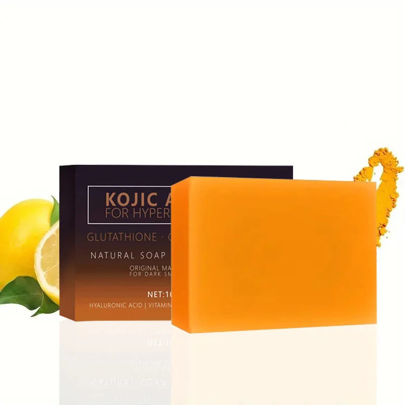 Handmade Quinic Acid Skin Care Soap 3.5 Oz Bar Natural Ingredients Papaya Lemon Ginger Turmeric for Healthy Luminous Skin