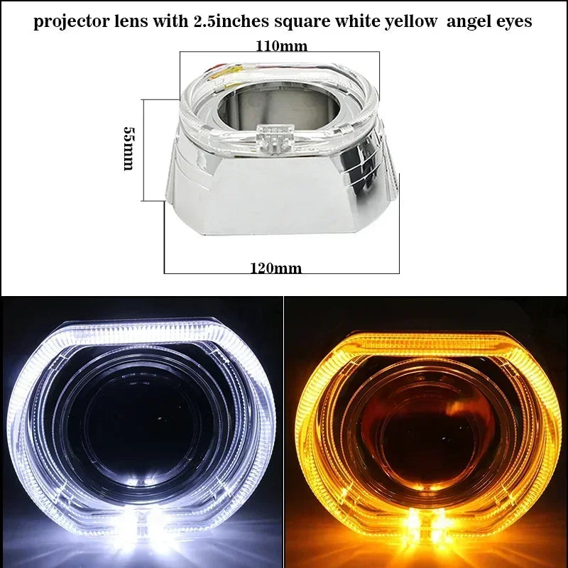 100W 2.5 Inch Bi LED Projector H7 H4 9005 9006 Angel Eyes Hyperboloid Lenses For Headlight 11130LUX Car Lights Car Accessories