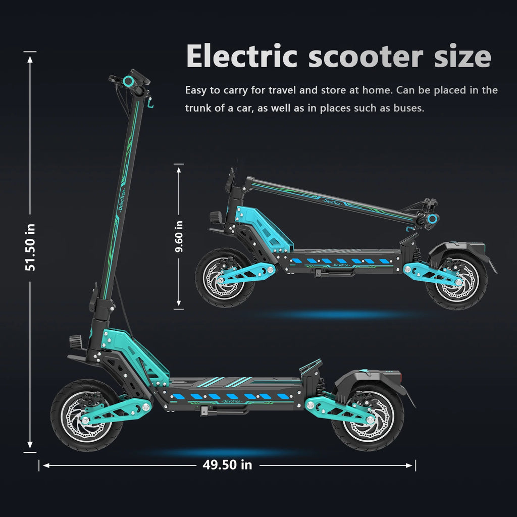 DT10 Adult Electric Scooter 1400W Peak Motor 50km/h Max Speed 48V16Ah 18650 Battery 50km Long Range Dual Disc Brakes Shock Suspension Absorbers System 330LB Maximum Load 10inch All-Terrain Tires NFC Unlocking Smart Display Fo