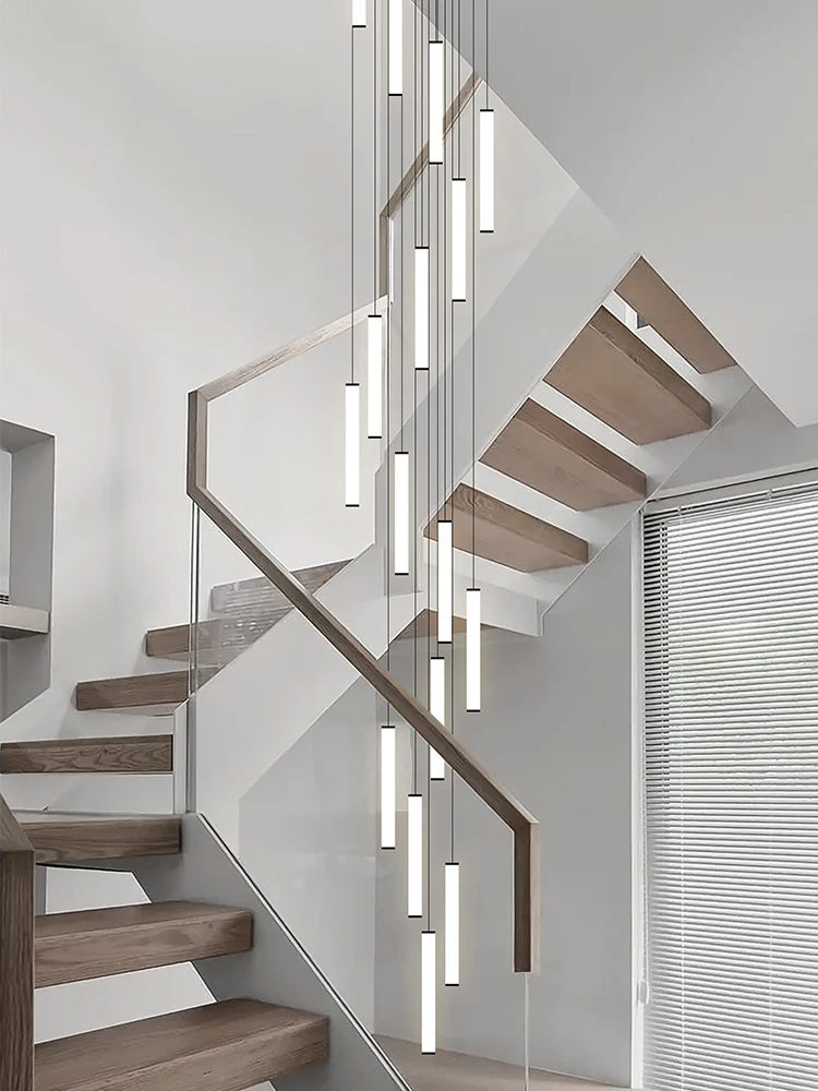 Nordic Stairs LED Long Chandeliers Minimalist Duplex Attic Living Room Kitchen Pendant Lights Home Decoration Ceiling Chandelier