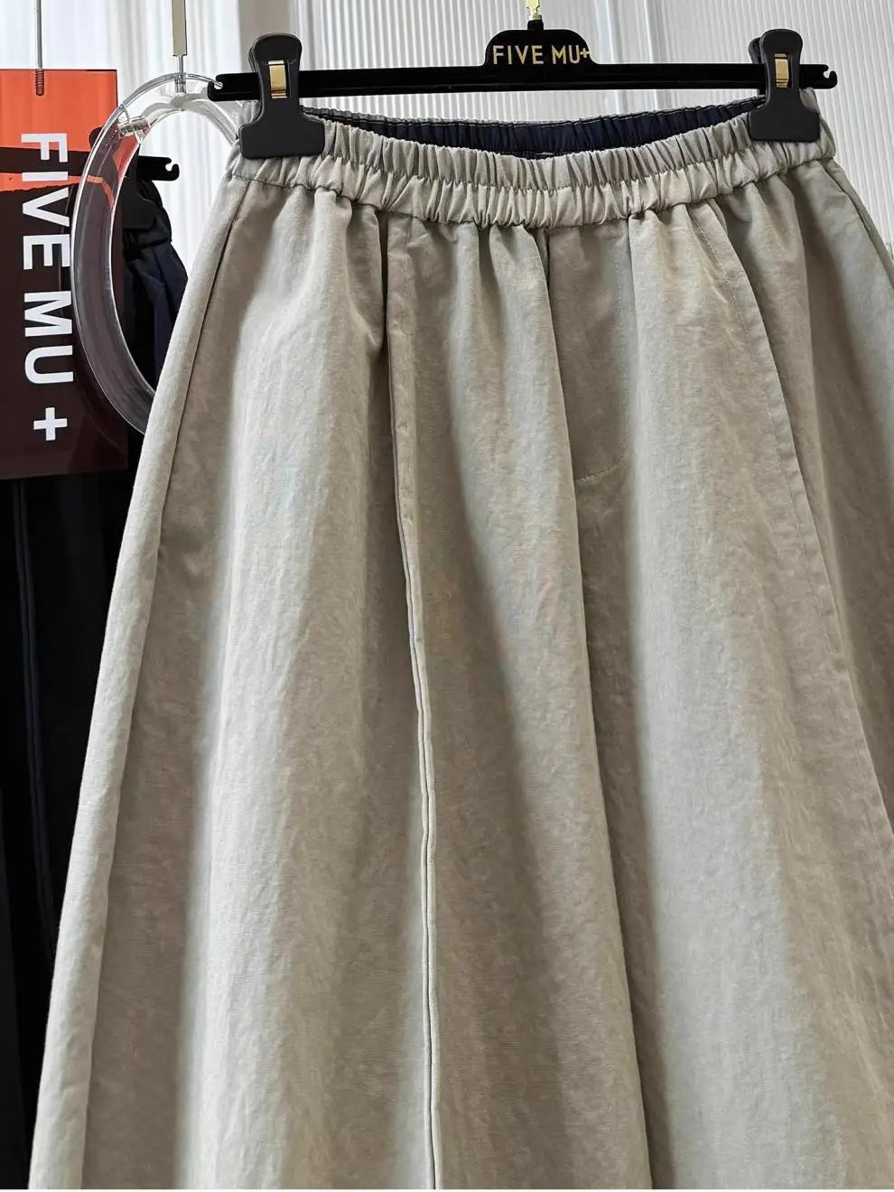 Women Elastic Waist Loose Wide Leg Cropped Casual Pants Lightweight Baggy Culottes