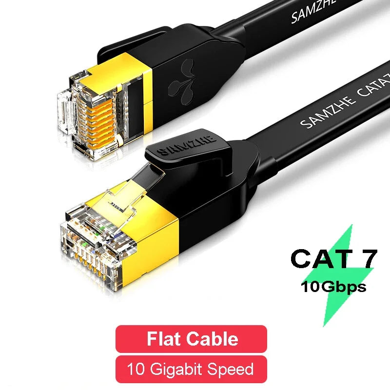 Samzhe Cat7 Heavy Duty High Speed 10Gbps Internet Network Cable Professional LAN Cable Shielded for Gaming Streaming Home Office