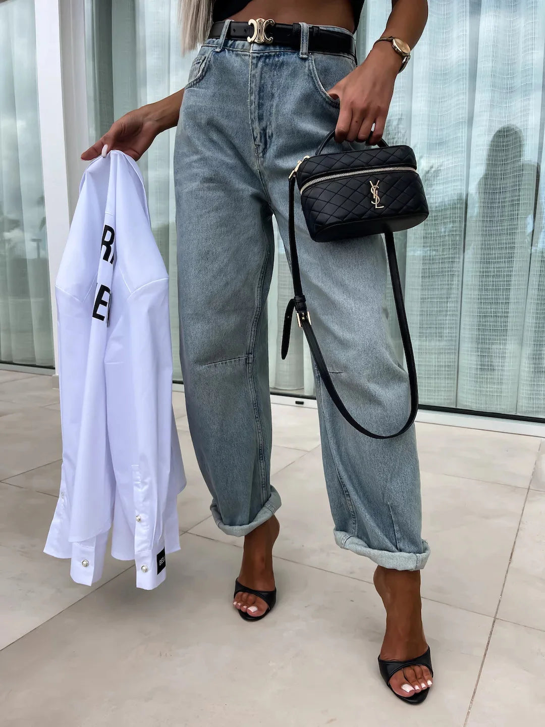 Denim Pant Women Jeans Long Pants High Waist Casual Loose Straight Trousers Y2k Streetwear Elegant Mom Jeans Work 2025 Summer
