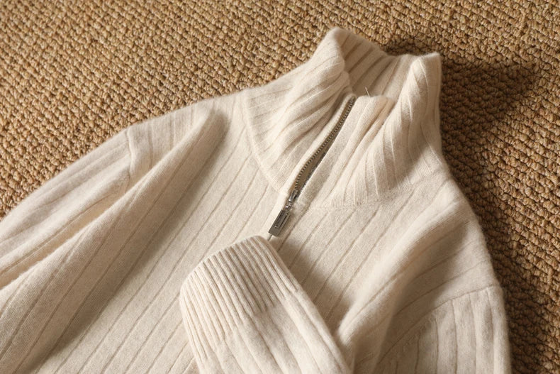 Men's Coat Winter Thickened New 100% Merino Wool Sweater Business Casual Zipper Lapel Cardigan Long Sleeved Warm Knit Jacket