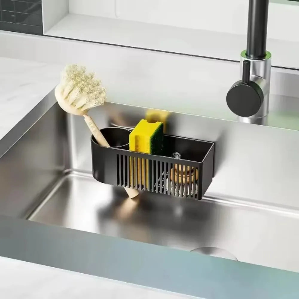 Well-ventilated Kitchen Sink Organizer Plastic Space-saving Sink Sponge Storage Basket Sponge Holder Kitchen Drain Rack