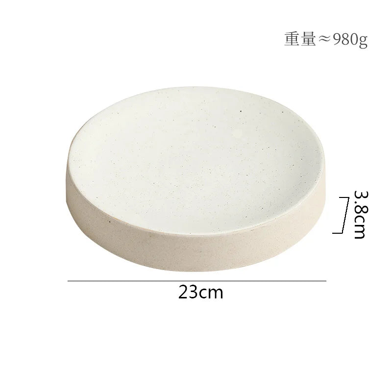 Retro Cylindrical Ceramic Plate Pasta Dish Dessert Snack Plate Steak Plate Sushi Plates Restaurant Molecular Cuisine Tableware