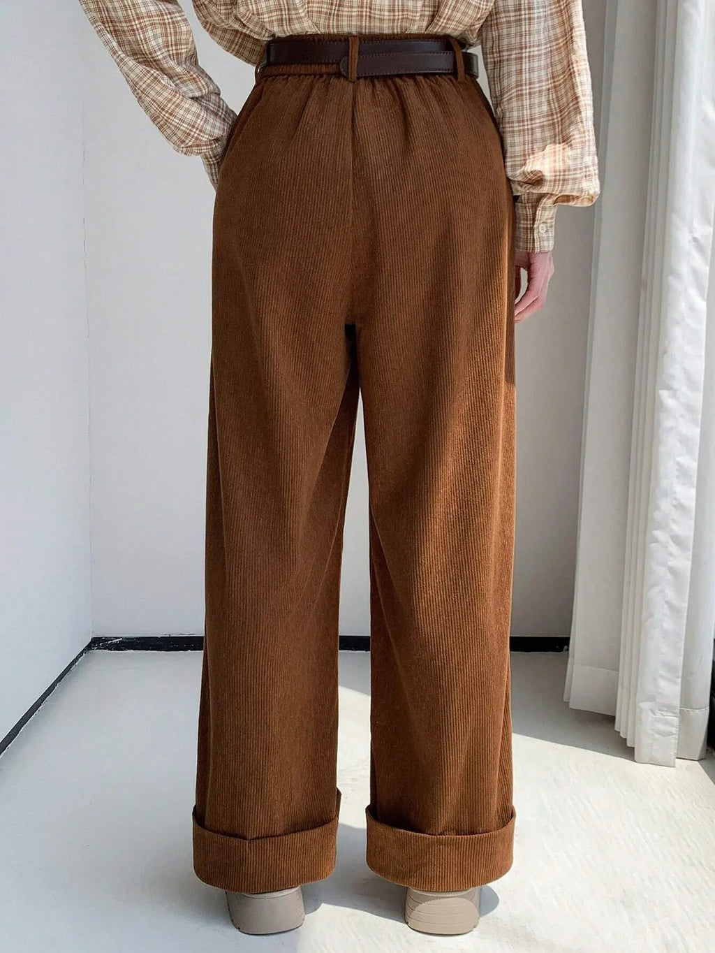 Loose and Lazy Elastic Waist Slimming Wide-leg Casual Pants, Trendy and Versatile Autumn Wide-leg Pants for Short Women