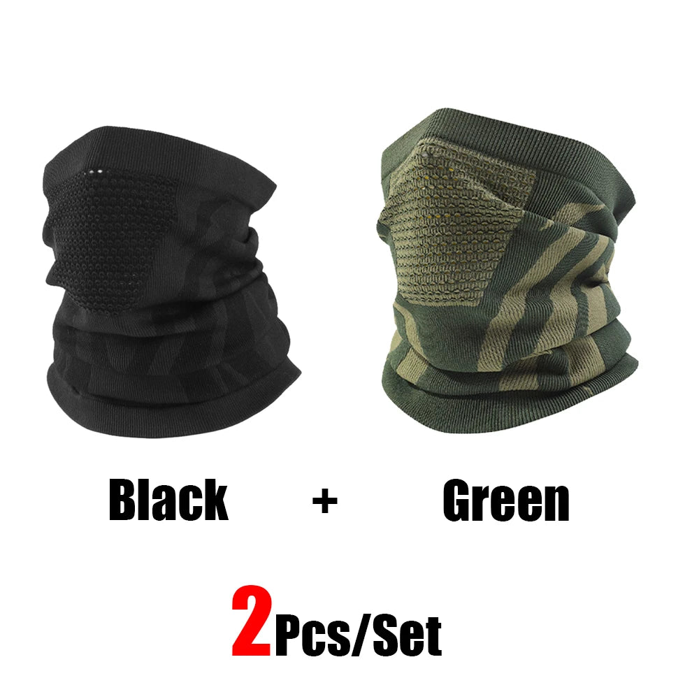 2Pcs/Set Unisex Winter Warm Skiing Mask Elastic Breathable Outdoor Sports Running Fishing Multi-Functional Neck Warmer Headscarf