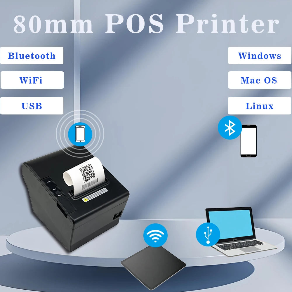 Hot Sale 80mm Thermal POS Receipt Barcode QR Code Printer for Retail Bill Invoice Printing Machine with Cash Drawer