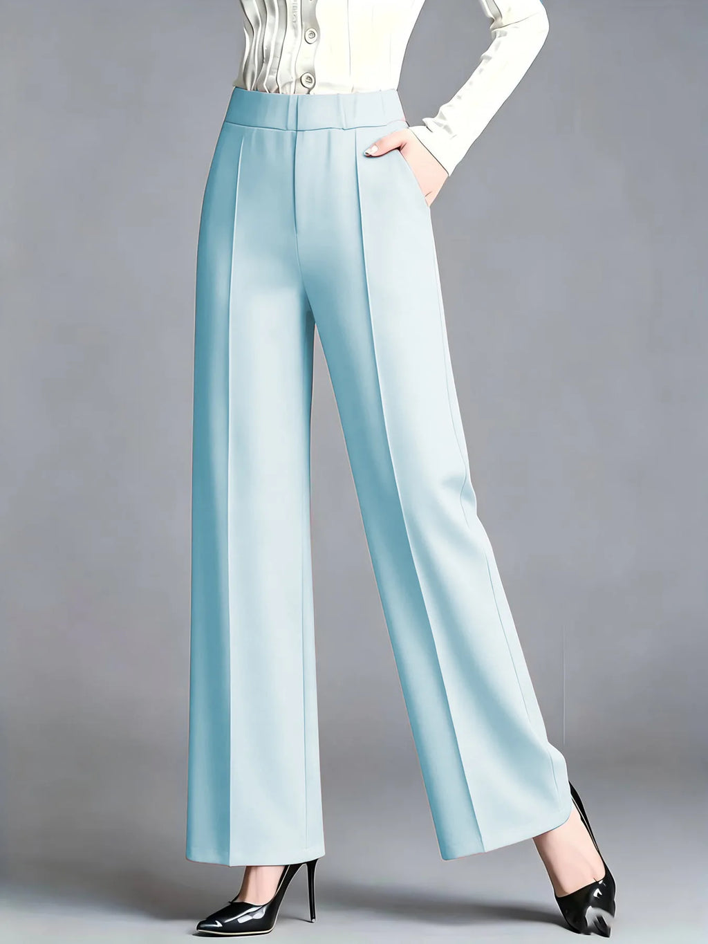 Women High Waist Draped Wide Leg Suit Pants Loose Slimming Straight Casual Versatile Trousers Multiple Colors Daily Commuter