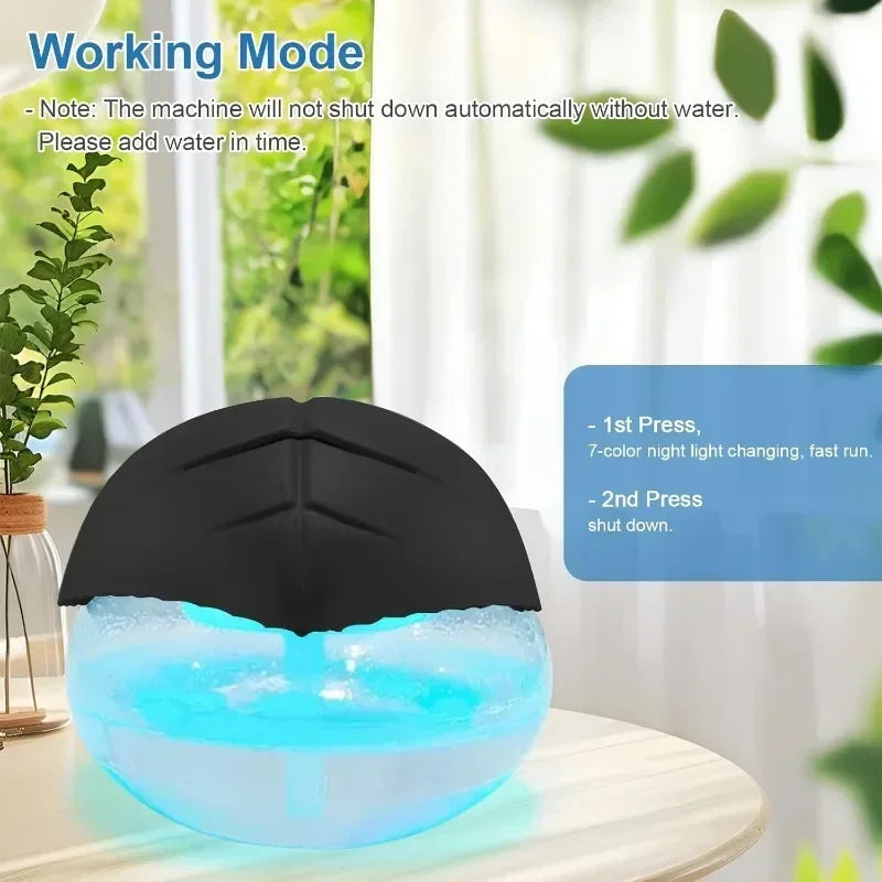 AC220V Water-Based Purifier Air Washer, Air Revitalizer & Freshener, Air Fresher with 7 LED Color for Rooms (Black)