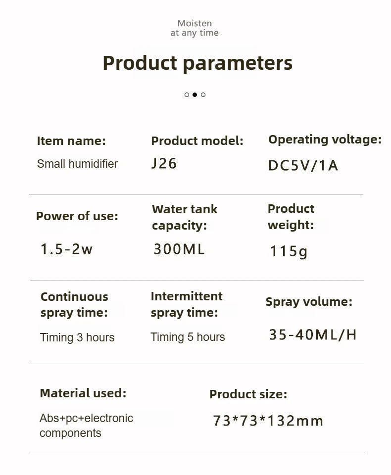 Mini 300ml Portable Air Humidifier USB Desktop Indoor Mute Air Atomization Humidifier Mist Maker Lights for Car Home Bedroom