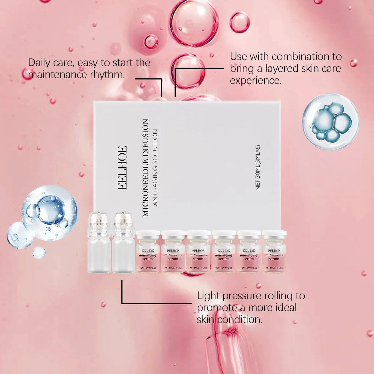 2 Tools Korean Moisturizing Renewal Set Moisturize Firming Hydrate Daily Facial Skin Care Microneedle Essence Serum ≤0.3mm