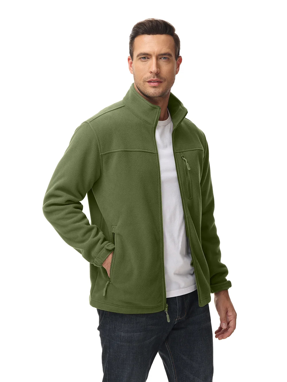 TACVASEN Full Zip Up Fleece Jacket Mens Thermal Warm Workout Jacket Outdoor Trekking Hiking Jackets Camping Coat Windbreaker