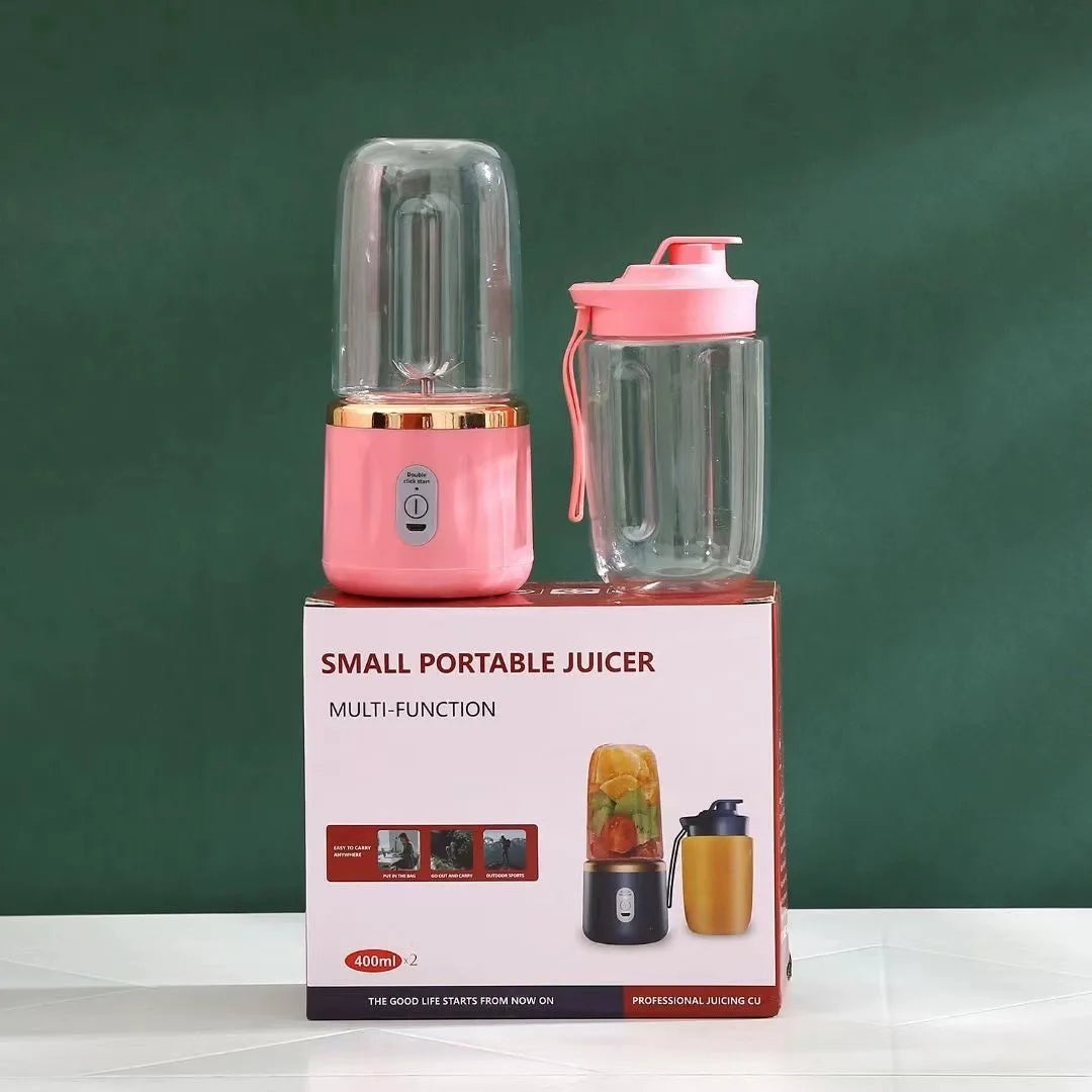 Portable Blender & Juicer 2-in-1 - USB Rechargeable Includes 6 Blades & Double Cups Ideal for Smoothies Iced Drinks & Halloween