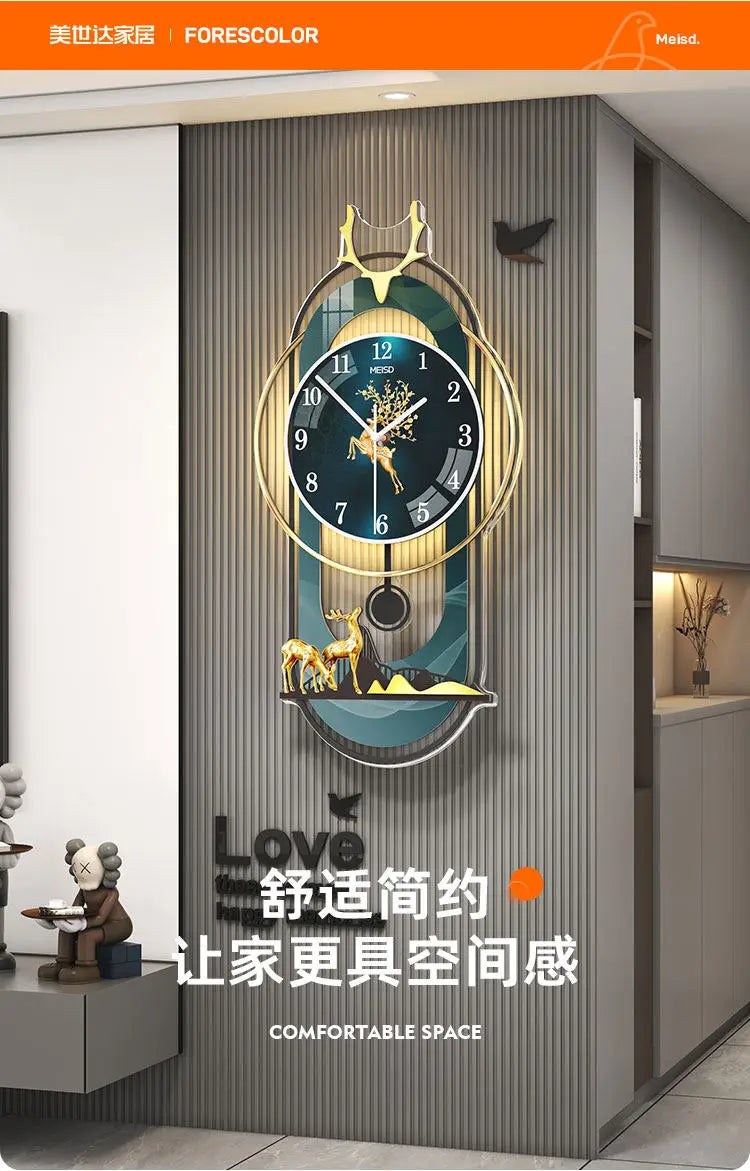Luxury Wall Clock Living Room Modern Luxury Timepiece Creative Home Clock Wall Lamp Reloj Digital Pared Home Decoration Unusual
