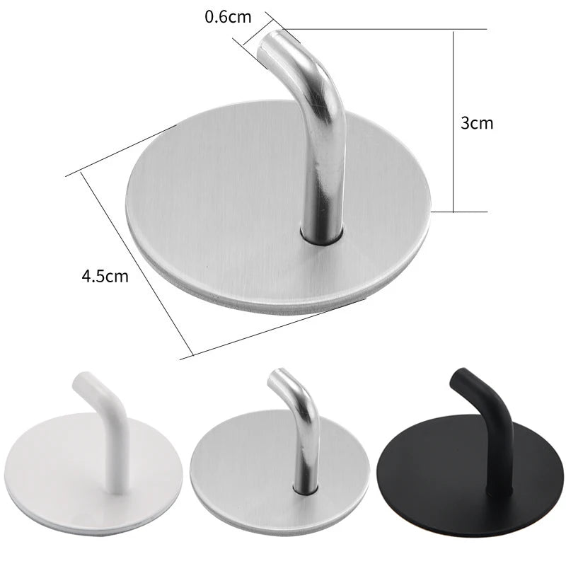 4pcs Stainless Steel Wall Hook Storage Hanger for Key Bag Clothes Waterproof Kitchen Bathroom Robe Towel Hook Organizer Accessor