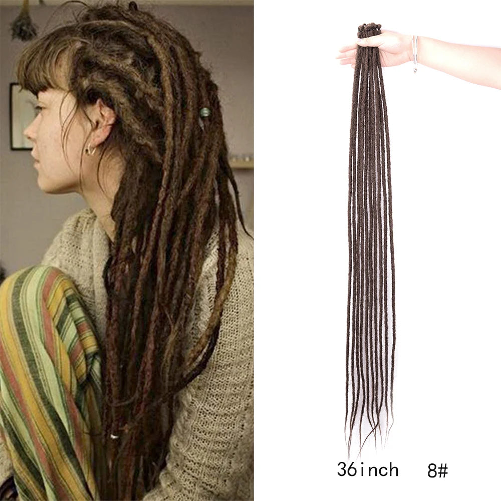 Dreadlock Extensions Handmade Crochet Hair Synthetic 24 36 Inches Dread Extension Crochet Braids For Women Dreadlocks Hair