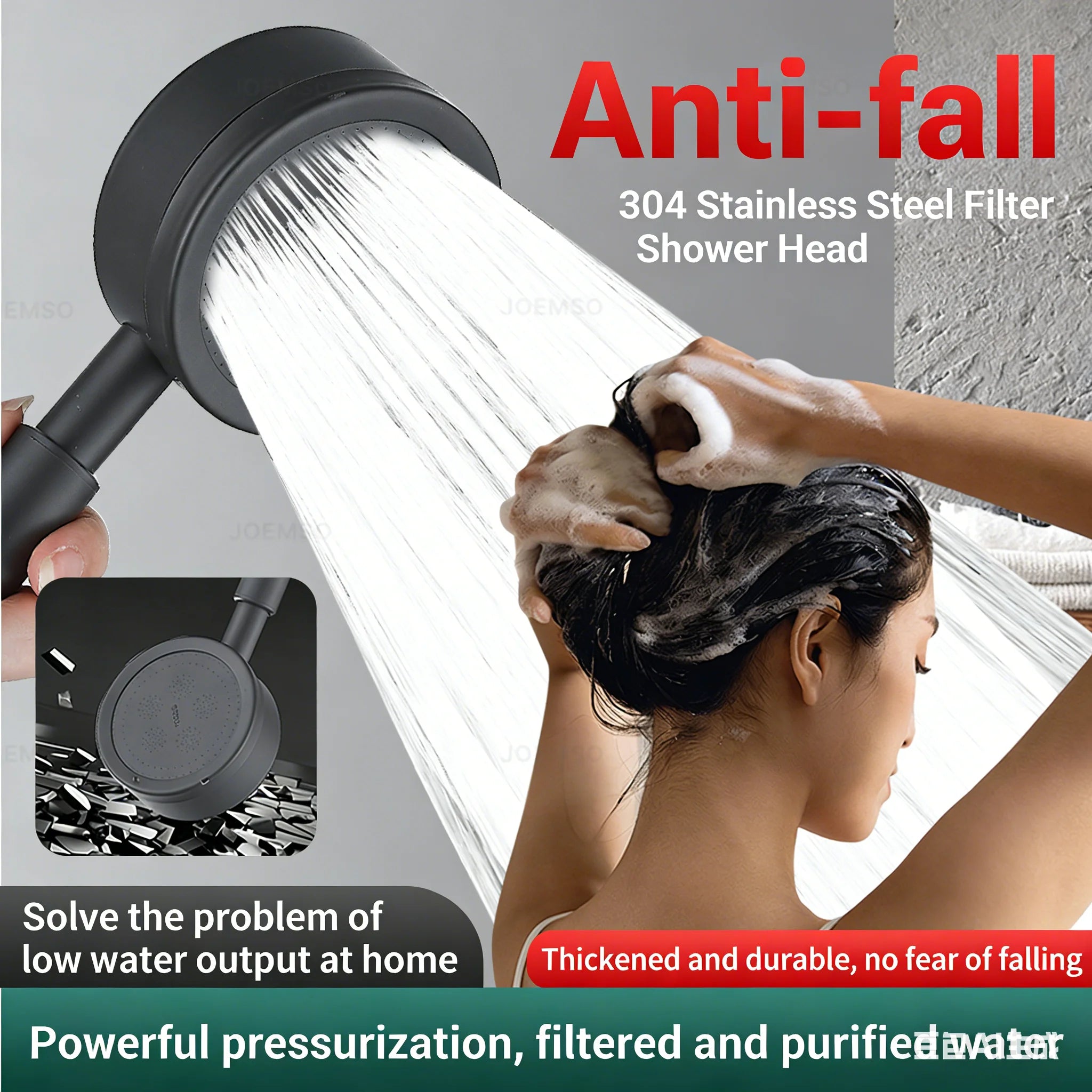 304 stainless steel shower head, handheld shower head for bathroom bathing, bathroom shower head