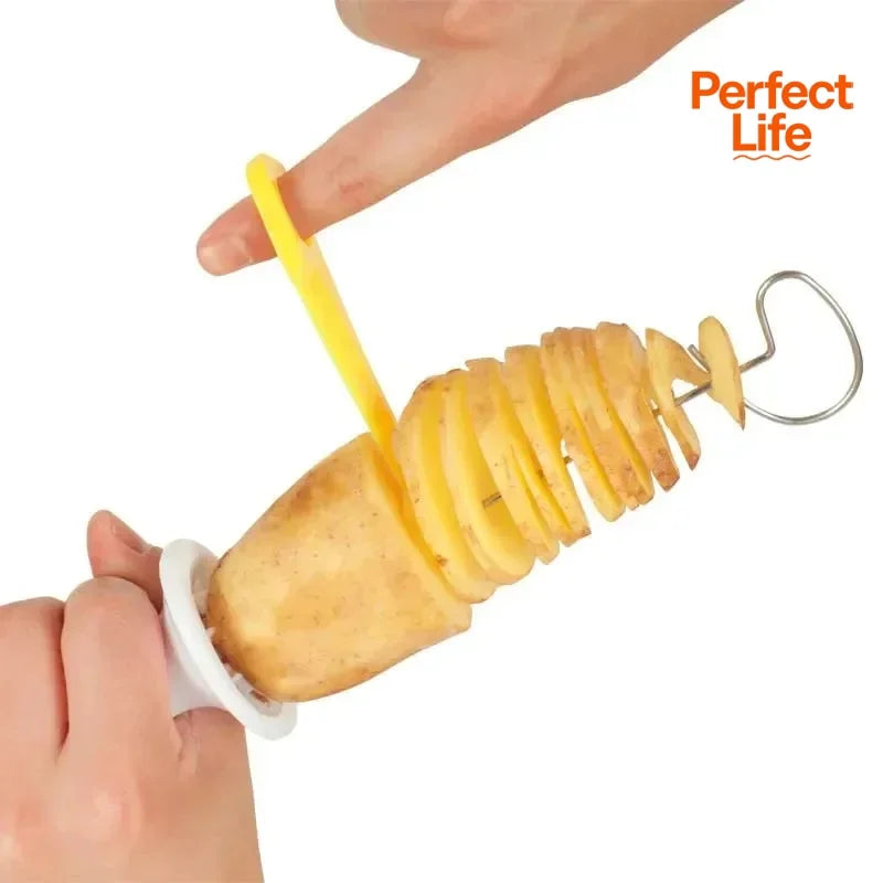 1Set Stainless Steel Plastic Rotate Potato Slicer Twisted Potato Spiral Slice Cutter Creative Vegetable Tool Kitchen Gadgets