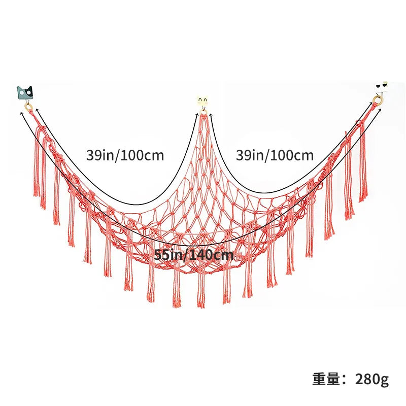 Triangle Toy Net Plush Toy Storage Corner Hanging Cotton Rope Hand-woven Toy Hammock