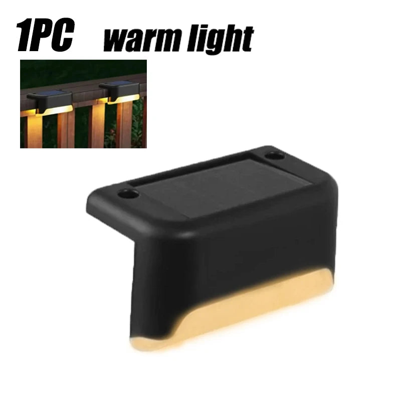 1/4PCS Solar LED Deck Lights Waterproof Outdoor Step Fence Lighting for Patio Yard Stairs Automatic Dusk-to-Dawn L-Shaped Design