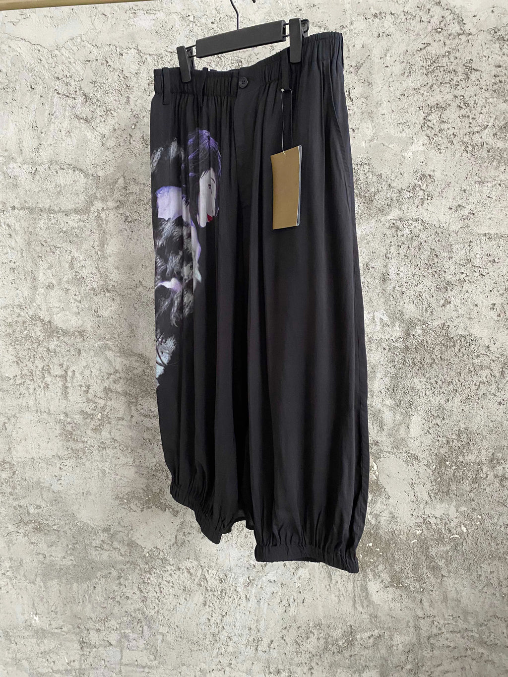 TOP-YAMAMOTO original portrait print asymmetrical loose wide-leg pants Design sense culottes Loose pants