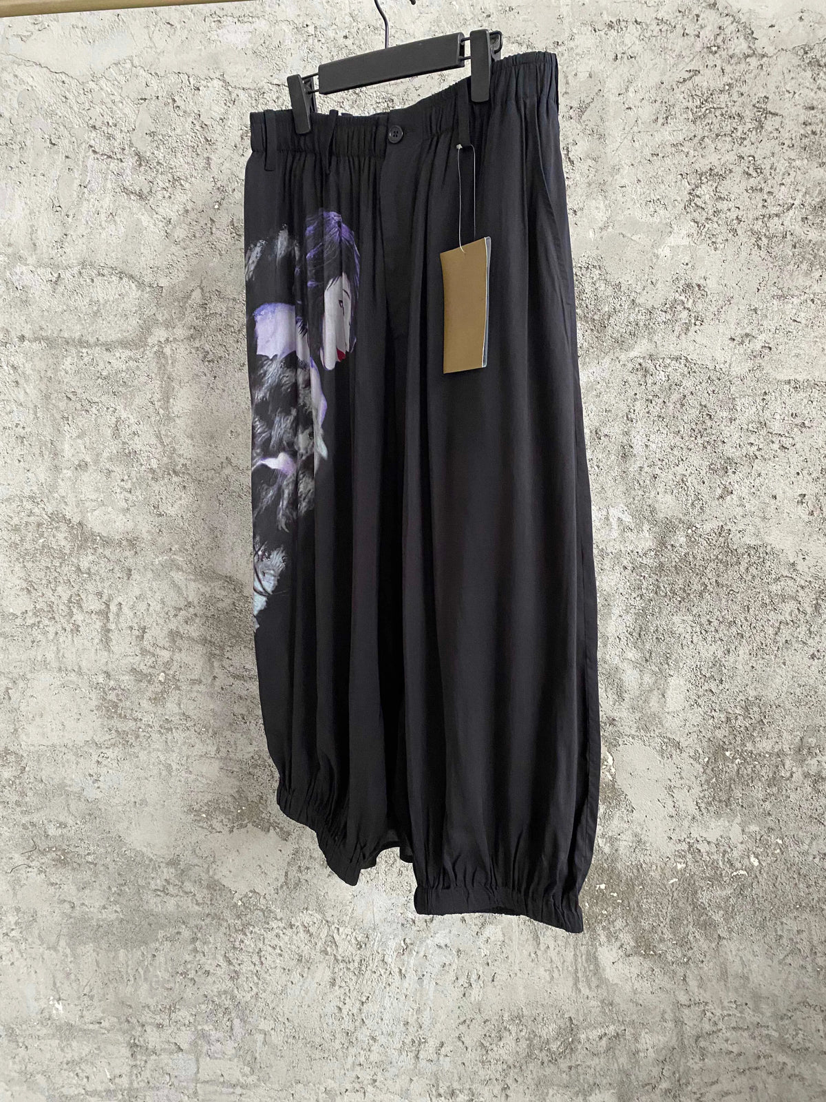 TOP-YAMAMOTO original portrait print asymmetrical loose wide-leg pants Design sense culottes Loose pants