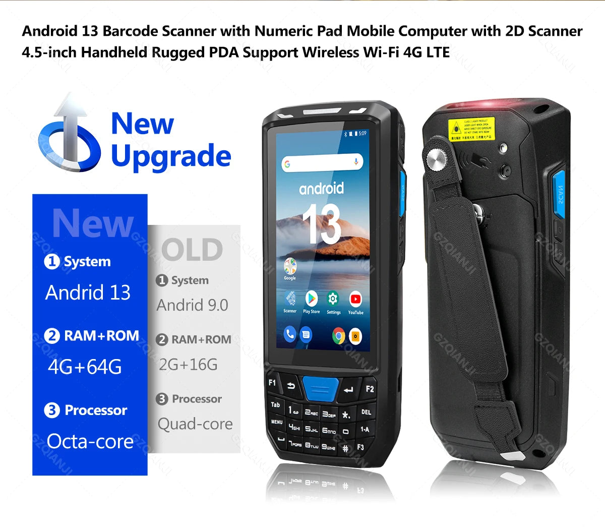 Android 13 PDA Rugged Handheld Terminal PDA Data Collector Honeywell 1D 2D QR Barcode Scanner Inventory Wireless 4G GPS POS PDA