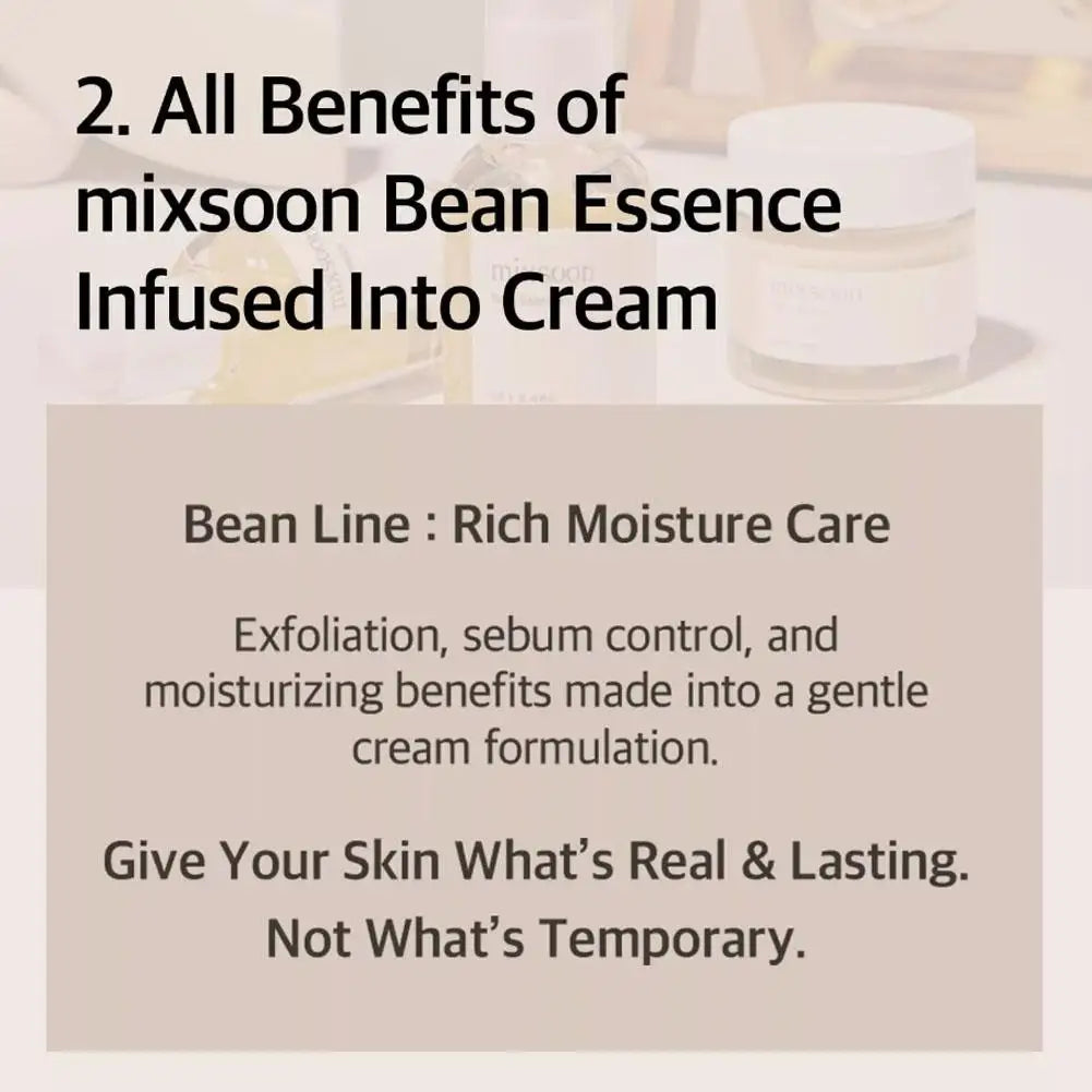 Mixsoon Bean Essence & Cream - Repair Damage Anti-aging Fade Spots Thick And Moist Moisture Mild and Smoothing Korean Skincare
