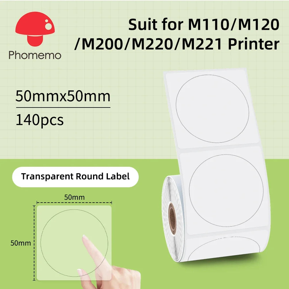 Label Sticker for Phomemo M110 M220 M221 M120 Mini Portable Printer 20-50mm Thermal Label Printer Stickers Pocket Labeling Maker