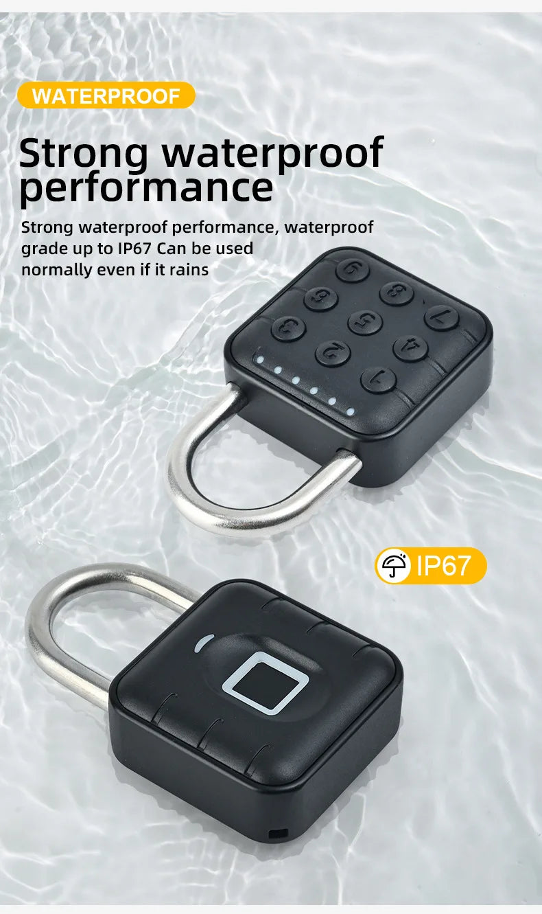 IP67 Waterproof Fingerprint Door Lock Button Cabinet Lock Gym Wardrobe Door Tuya Smart Password Padlock Electronic Door Lock