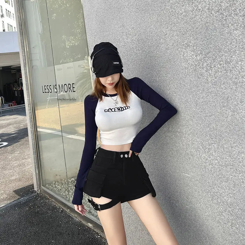 High Waisted Cargo Shorts Khaki Chic Pockets Jeans Shorts Sexy Girl Summer Clothes for Women Denim Shorts Harajuku