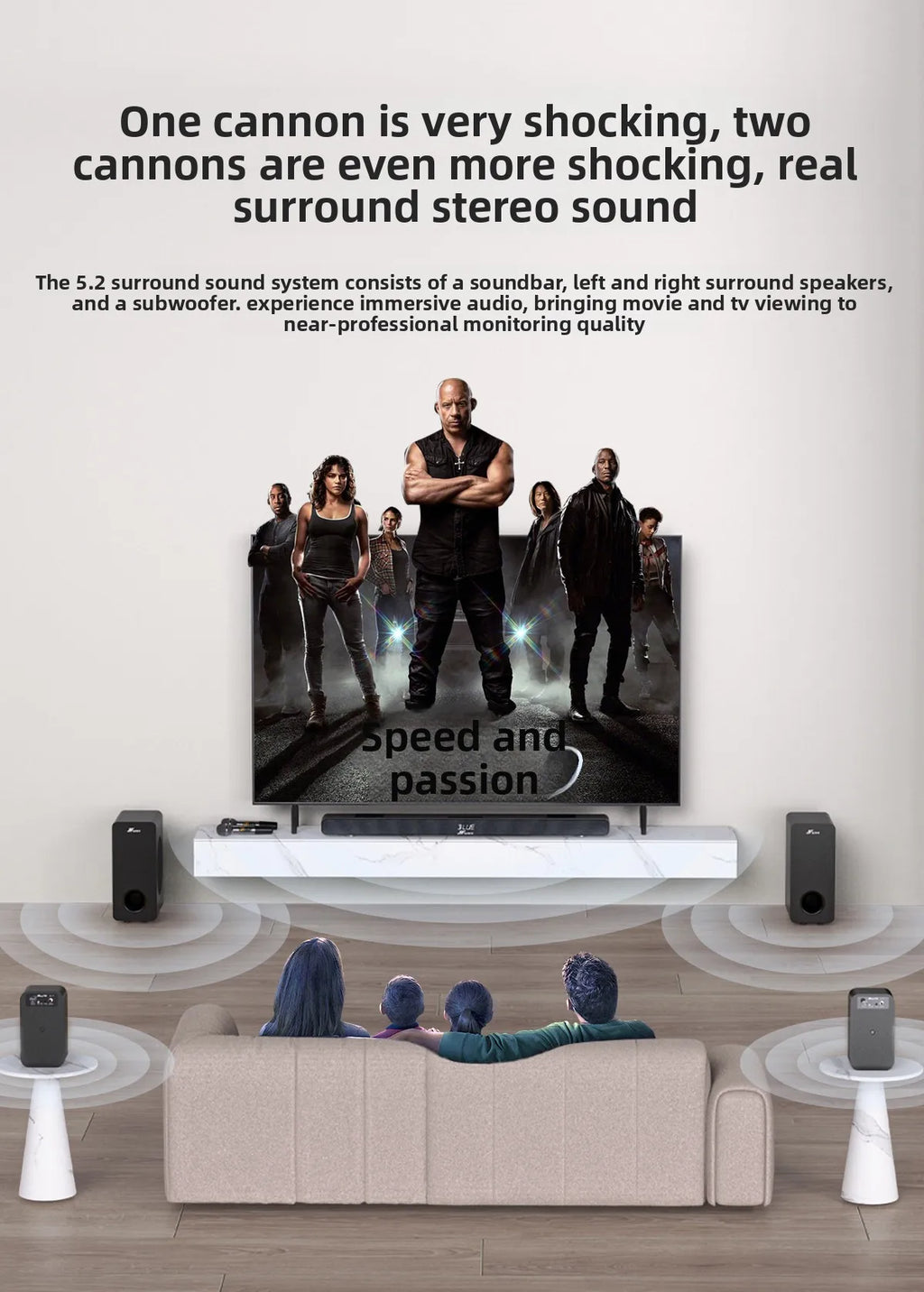 Shunjiayu 2026 HiFi Wireless Subwoofer Wood Enclosure For Home Theater Audio System 5.1 Channels 6 Speakers High Power