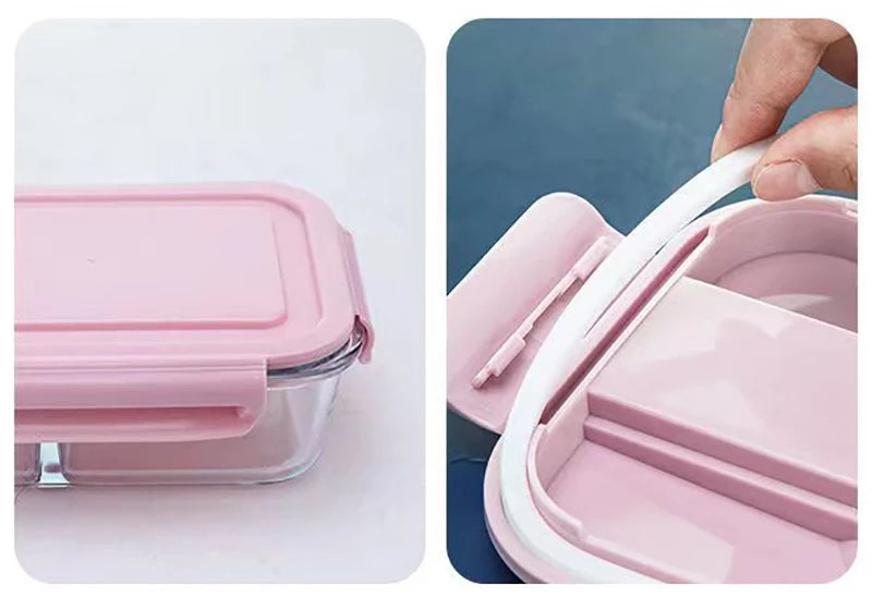 High quality Lunch Box Glass 1050ml Food Storage Box Microwave Bento Box school food containers compartment
