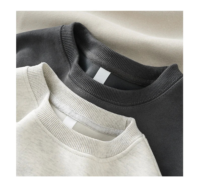 DUKEEN 460G Heavyweight Men's Sweatshirts 2025 Autumn Round-Neck Long Sleeve Solid Color Sport Pullover 11 Color Choose