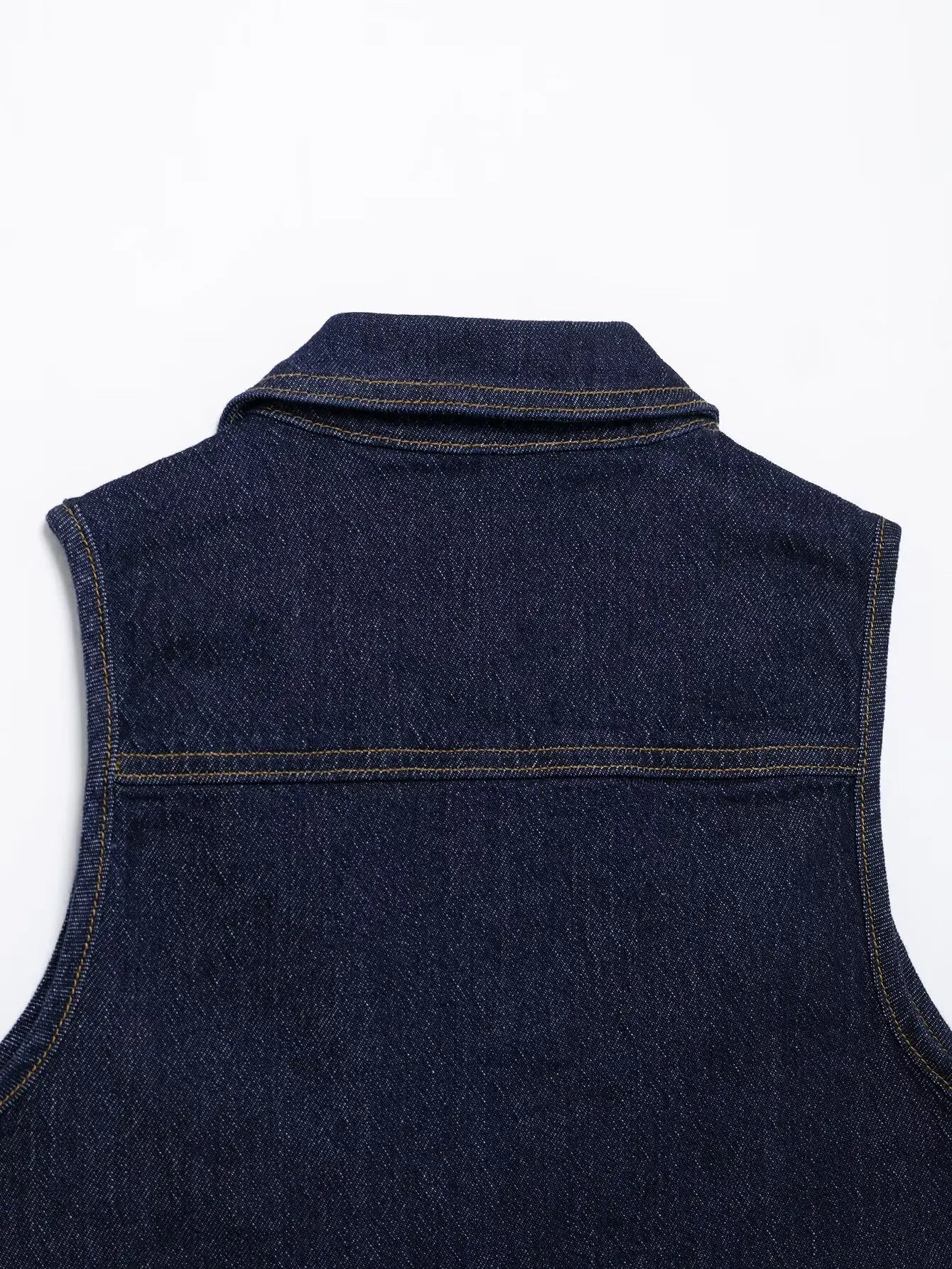 HH Women Turn-down Collar Single-breasted Sleeveless Denim Vest Top+High Waist Pocket Zipper Belt Flared Jeans 2 Piece Set